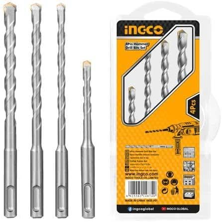 INGCO 4-Piece Masonry Hammer Drill Bit Set for Concrete & Brick – AKDB2055