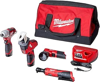 Milwaukee  2498-25 M12 12-Volt Lithium-Ion Cordless Combo Kit (5-Tool) with (2) 1.5Ah Batteries, Charger and Tool Bag