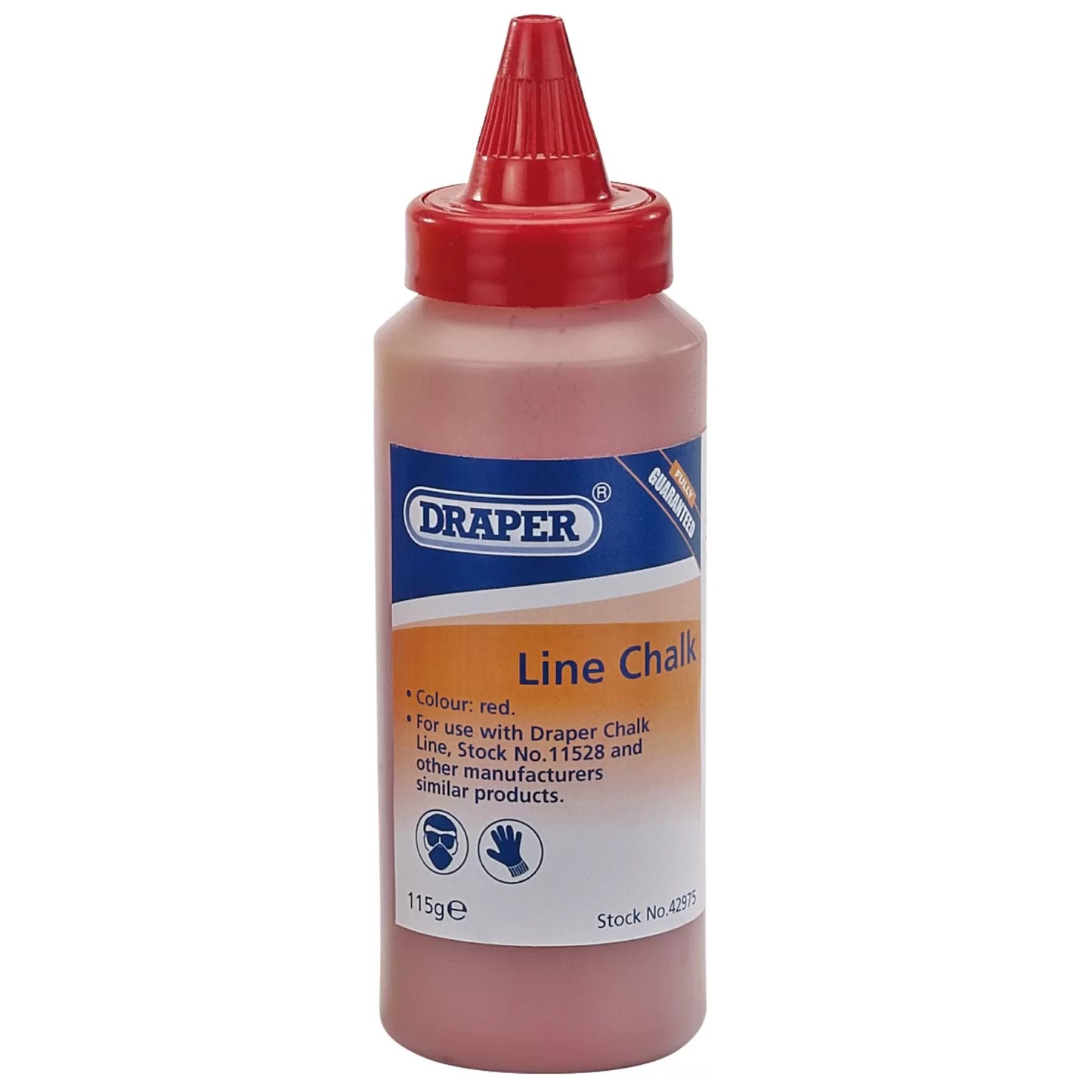 Draper Tools - 42975 - Plastic Bottle of Red Chalk for Chalk Line, 115g