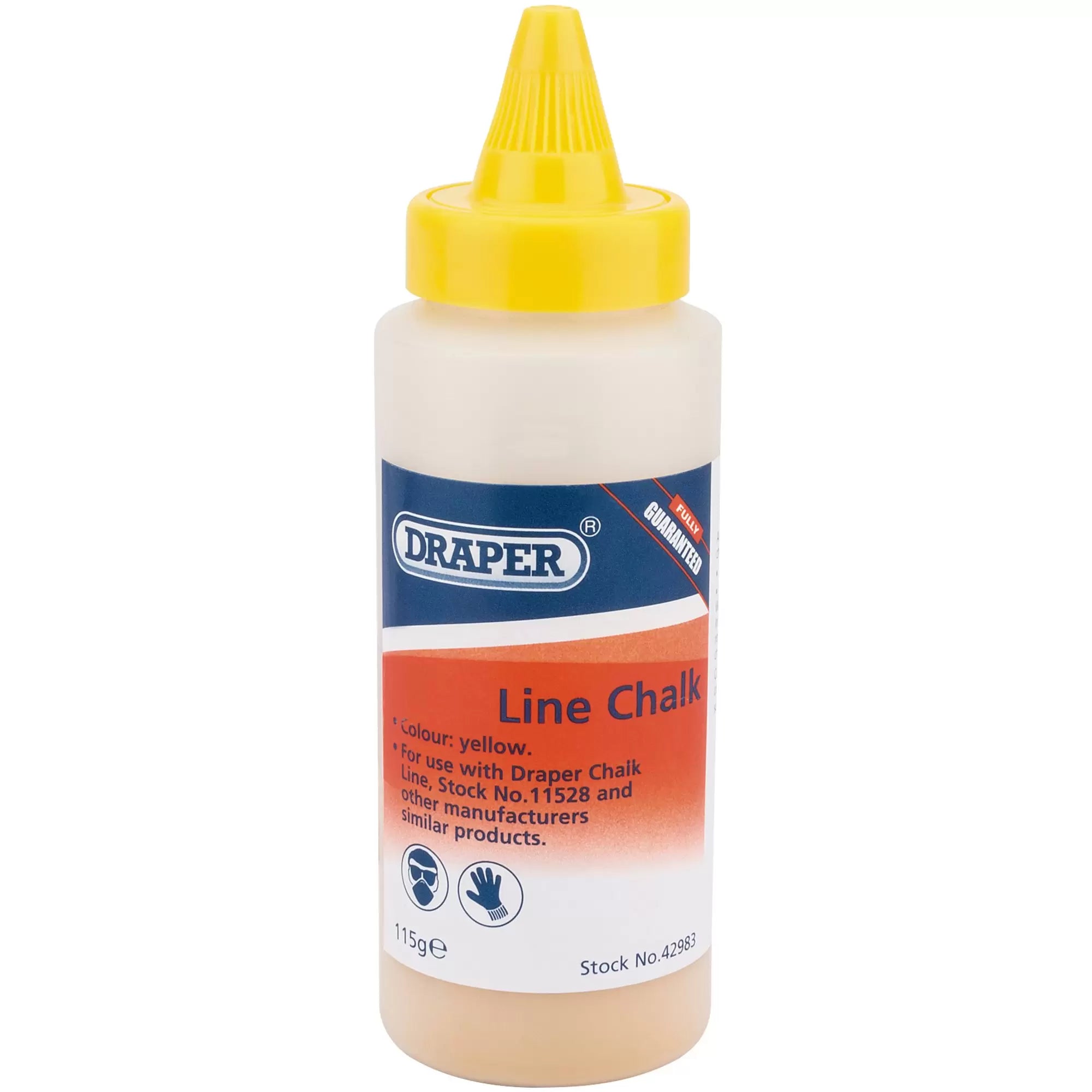 Draper Tools - 42983 - Plastic Bottle of Yellow Chalk for Chalk Line, 115g