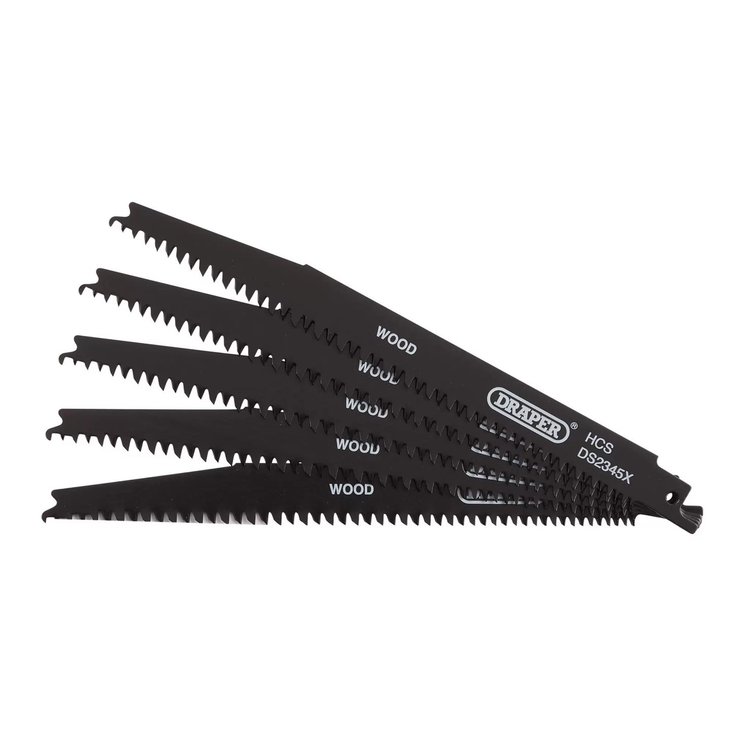 Draper Tools - 43063 - Reciprocating Saw Blades for Wood and Plastic Cutting, 200mm, 6-10tpi (Pack of 5)