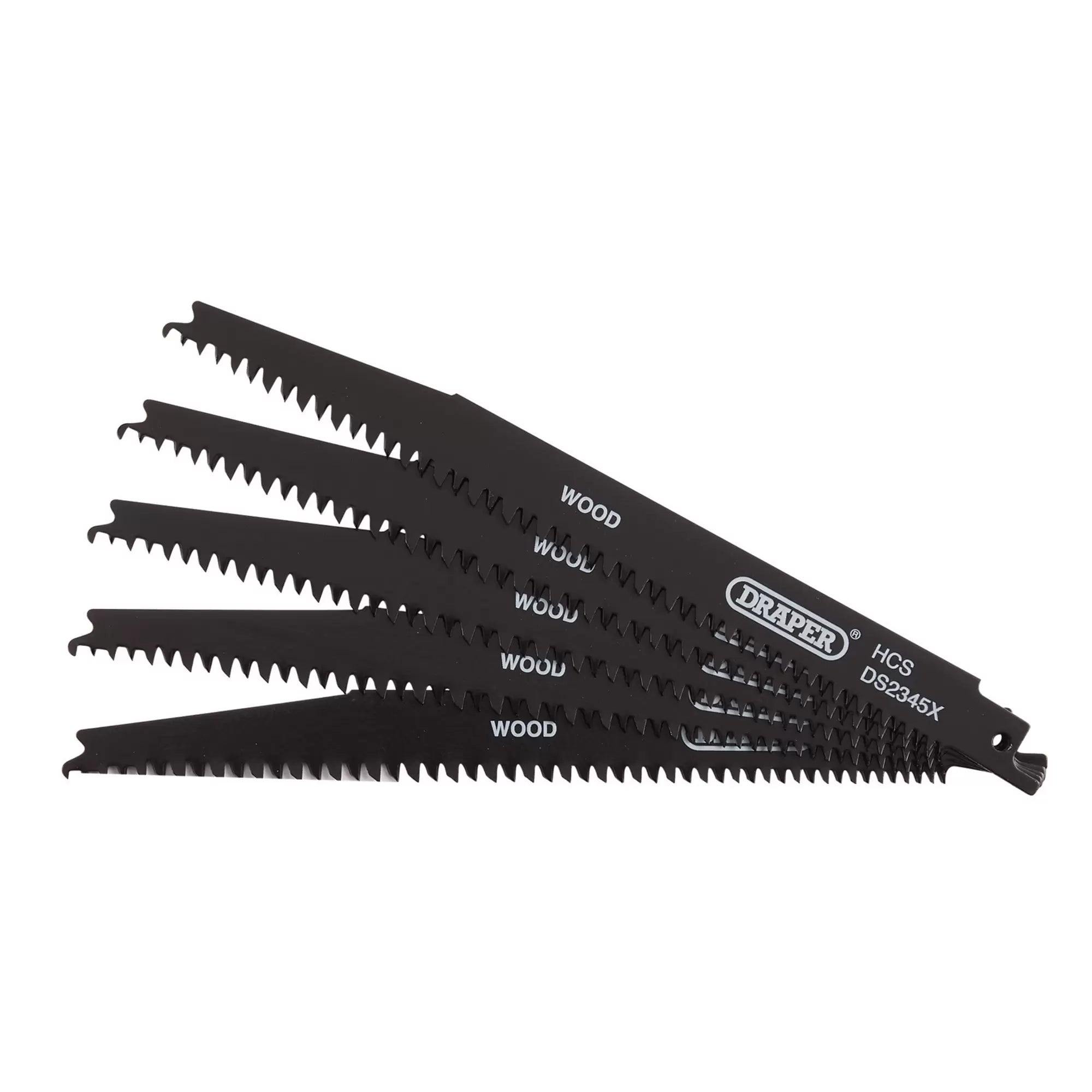 Draper Tools - 43063 - Reciprocating Saw Blades for Wood and Plastic Cutting, 200mm, 6-10tpi (Pack of 5)