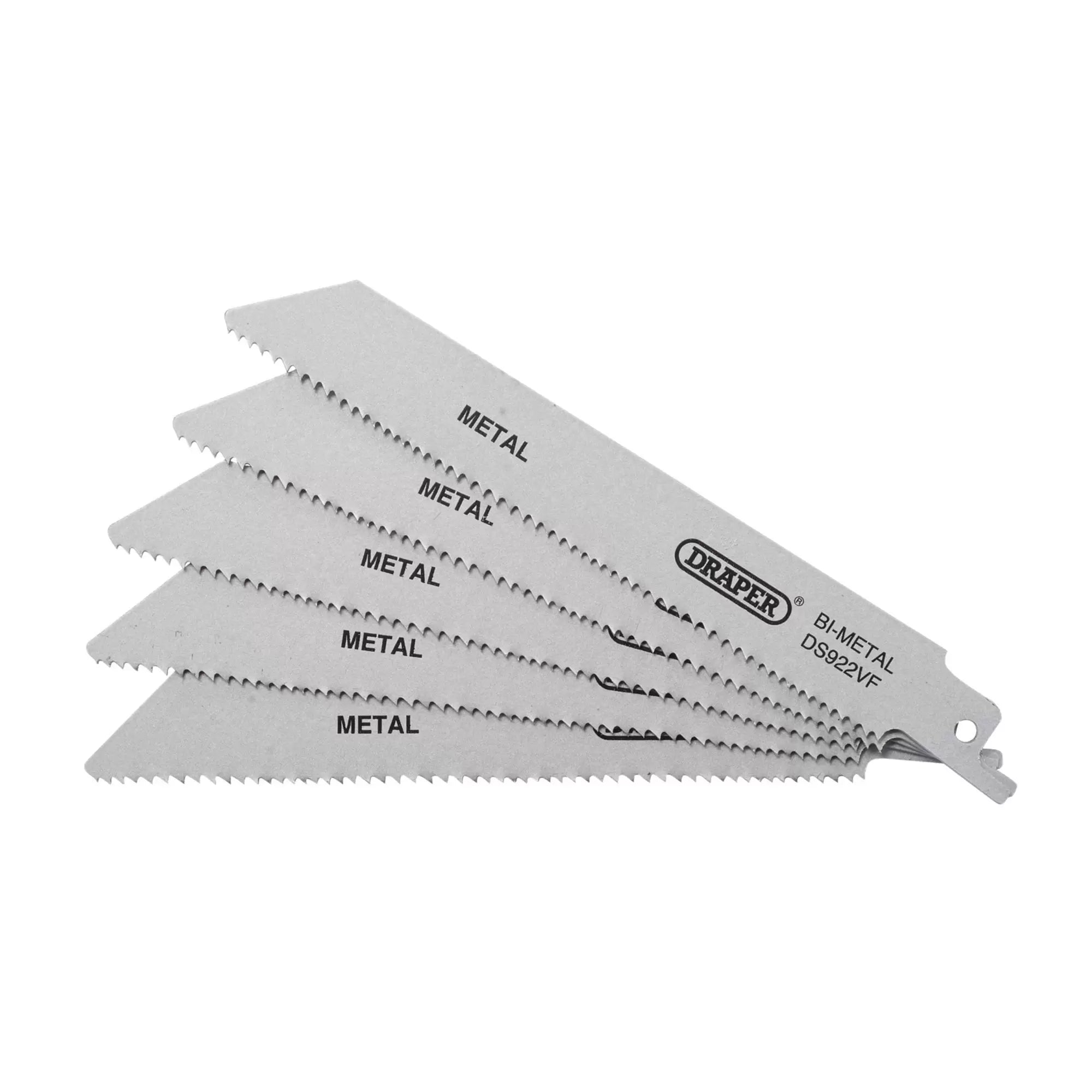 Draper Bi-metal Reciprocating Saw Blades for Metal 150mm 10-14tpi Pack of 5