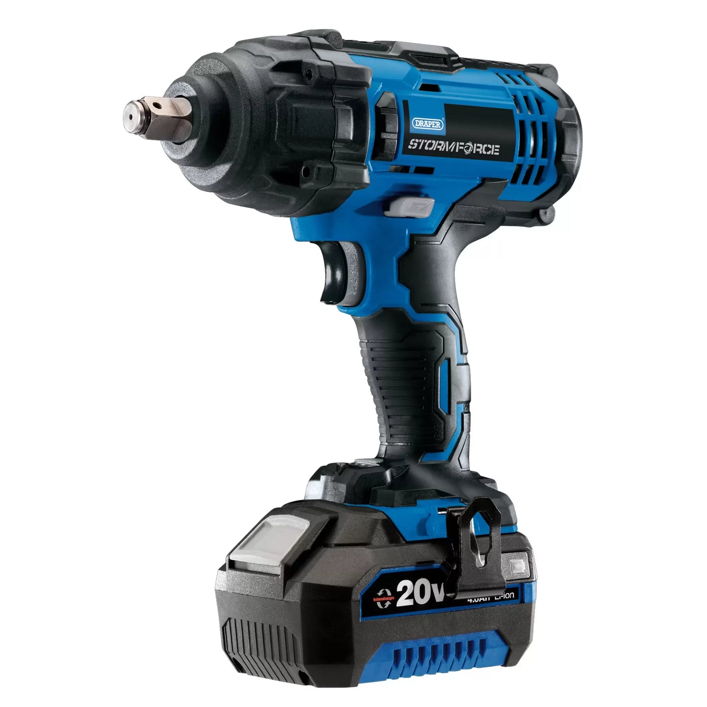 Draper Tools - 43785 - Draper Storm Force® 20V Mid-Torque Impact Wrench, 1/2" Sq. Dr., 400Nm, 1 x 4.0Ah Battery, 1 x Charger