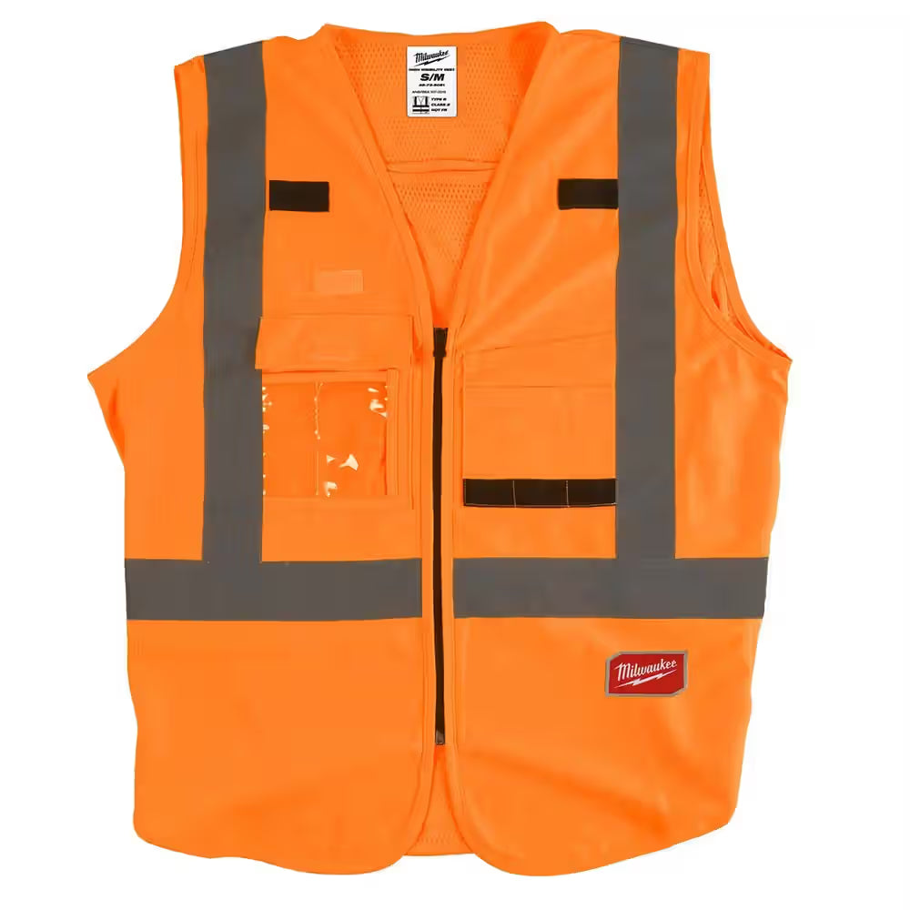 Empiral Zipper Safety Vest, Size S7, Straight-Back Reflective Zipper Safety Vest for Day/Night Visibility - Orange