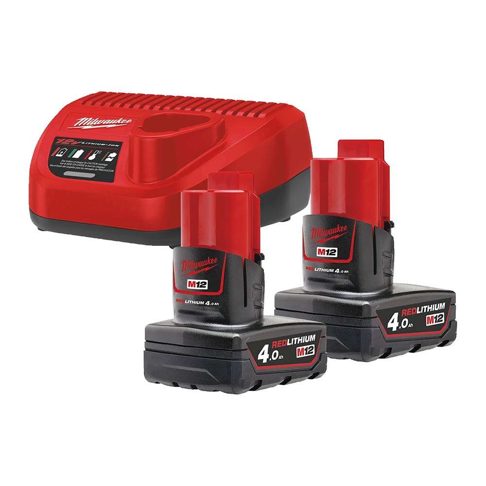 Milwaukee 12V Kit, 4.0Ah Batteries and Charger
