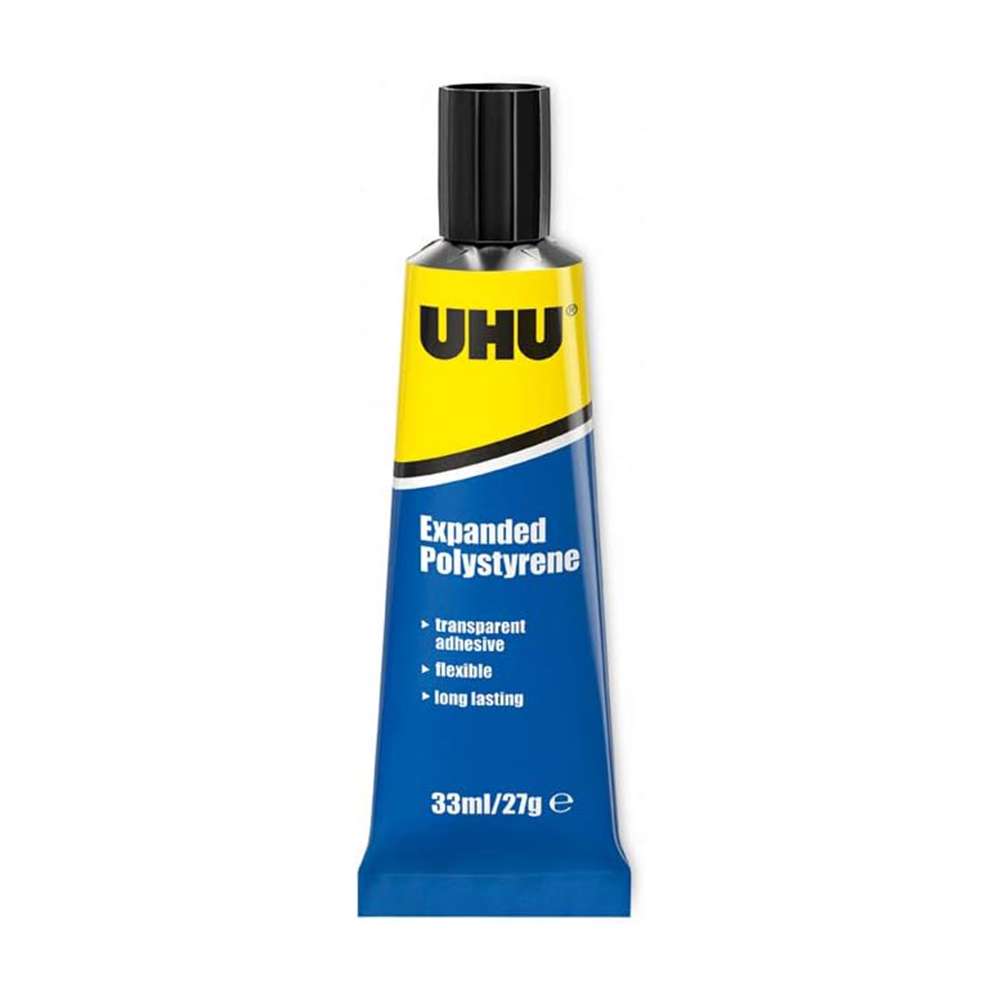 UHU Expanded Polystyrene Glue, Foam-Safe, 27 g / 33 ml, Clear