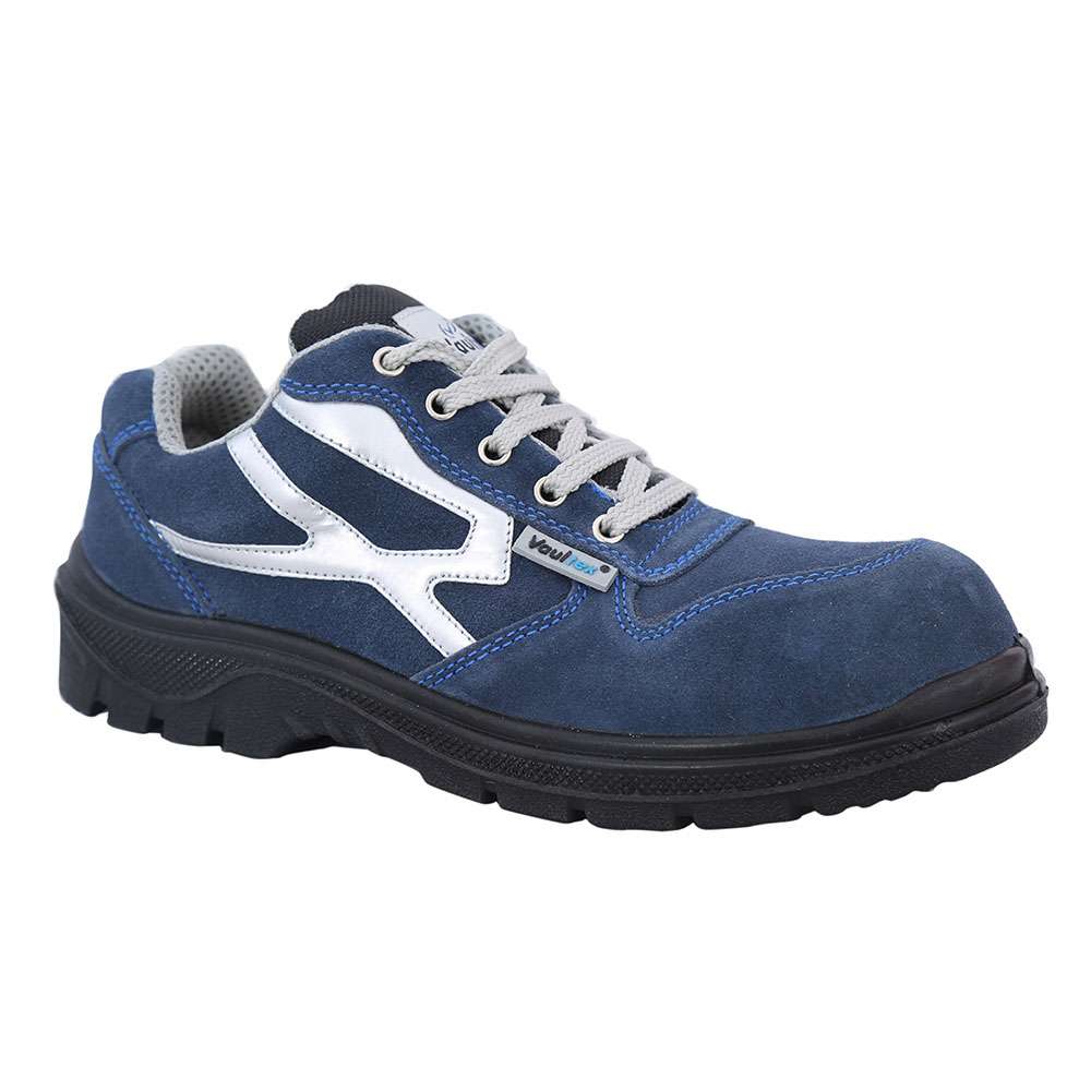 Vaultex IMK Low Ankle Suede Leather Steel Toe Safety Shoes, Blue, 42
