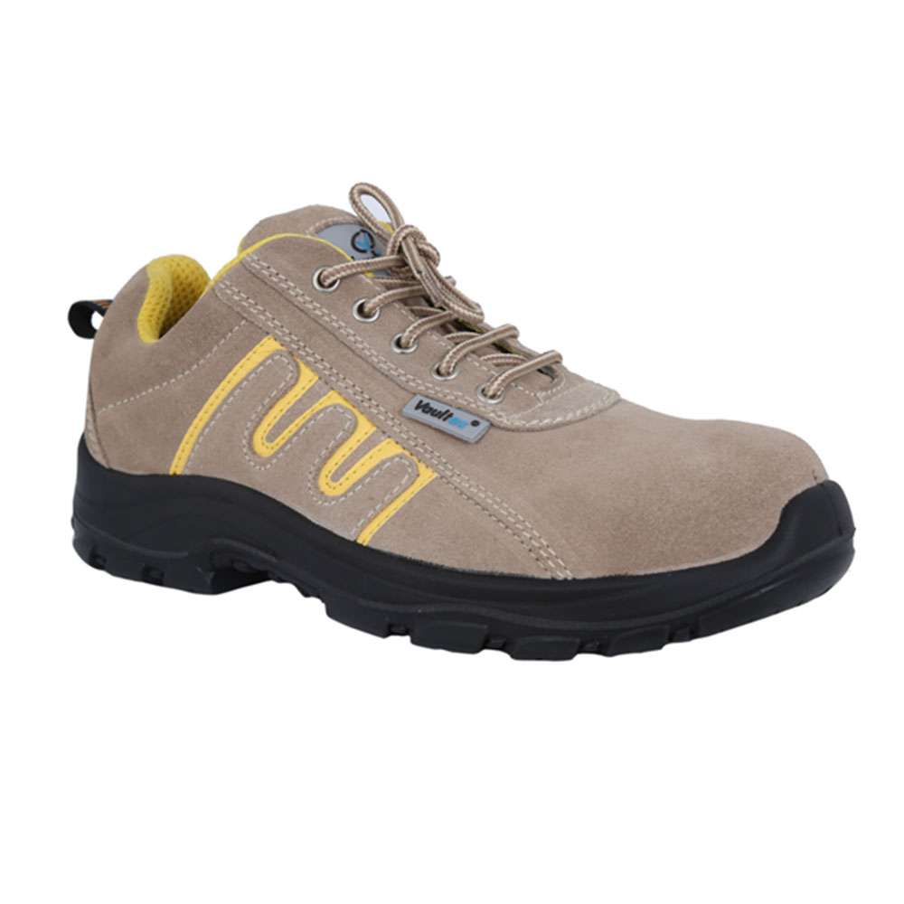Vaultex SAQ Suede Leather Steel Toe Safety Shoes, Beige Yellow, 42