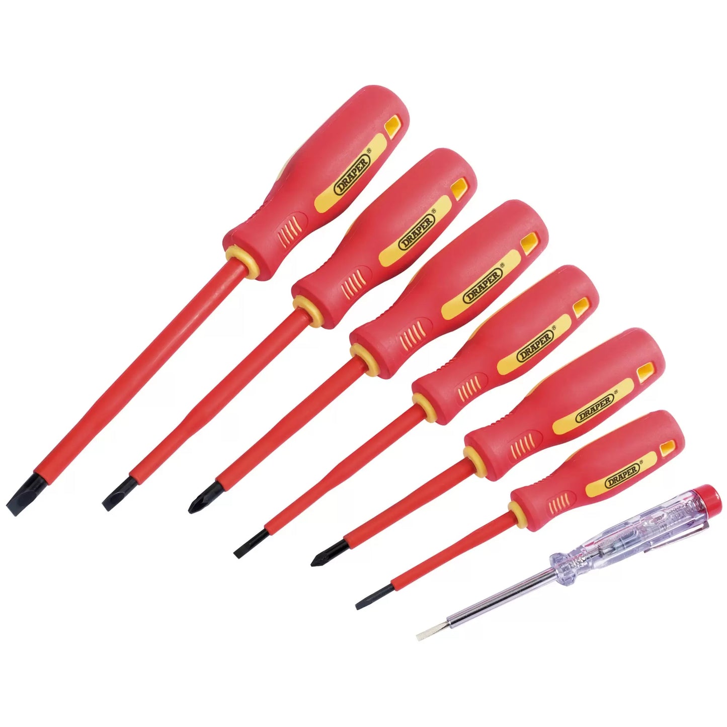 Draper Tools - 46540 - Fully Insulated Screwdriver Set with Mains Tester (7 Piece)