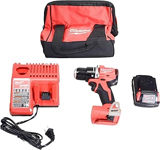 Milwaukee 3601-21P 18V Lithium-Ion Brushless Cordless 1/2" Compact Drill/Driver Kit with 2.0 Ah Battery, Charger, and Tool Bag