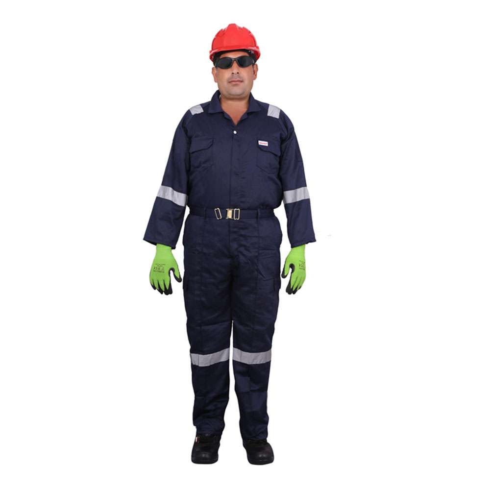 Vaultex PIA 190GSM Reflective Strip Twill Coverall, Navy Blue, XL