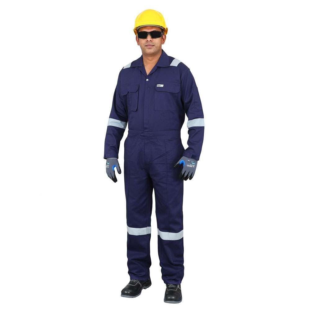 Vaultex VED 240GSM Cotton Coverall , Navy Blue, 3L