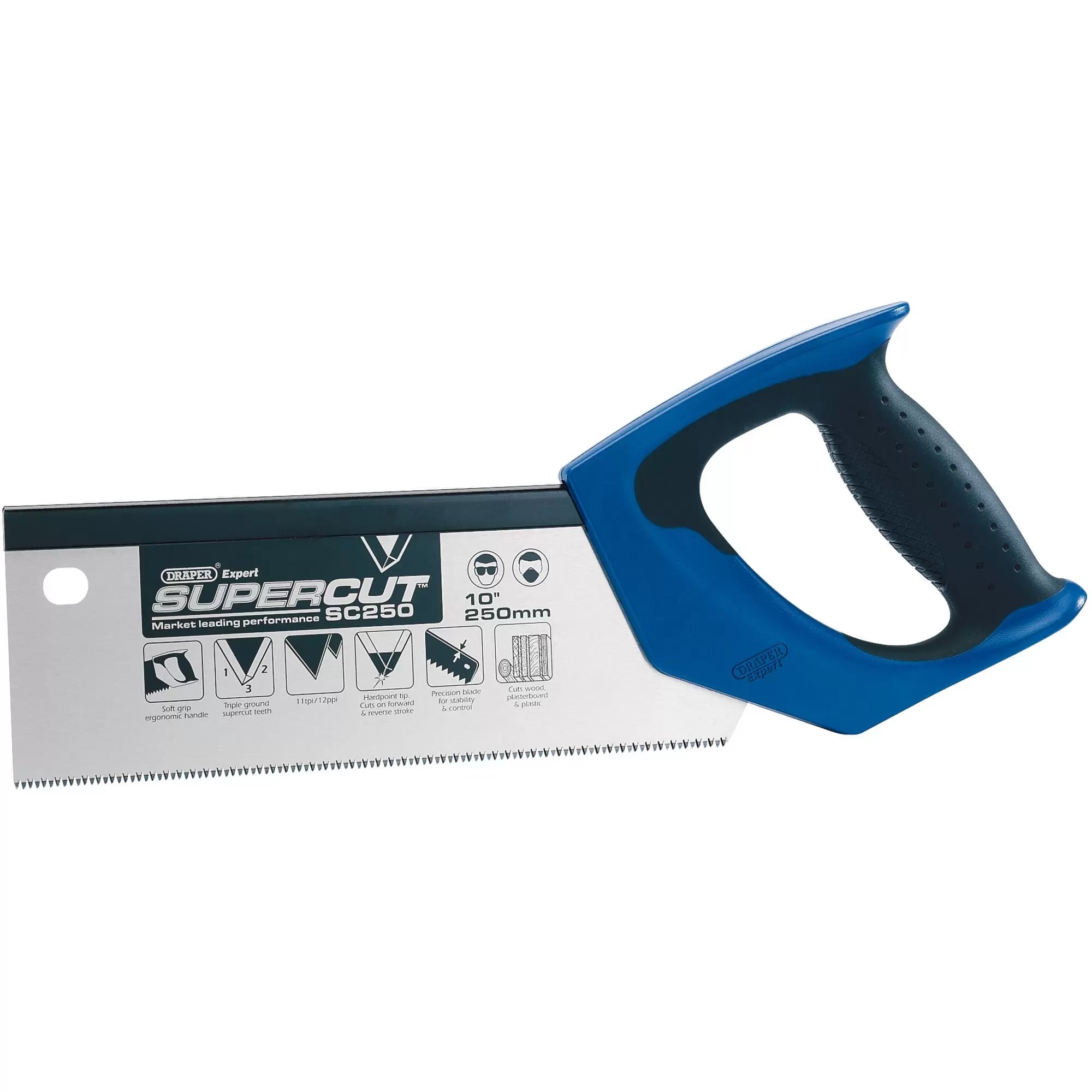 Draper Tools - 49281 - Draper Expert Supercut Soft Grip Hardpoint Tenon Saw, 250mm/10, 11tpi/12ppi