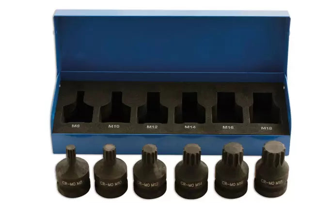Laser - 4939 - Impact Spline Socket Bit Set 1/2"D 6pc