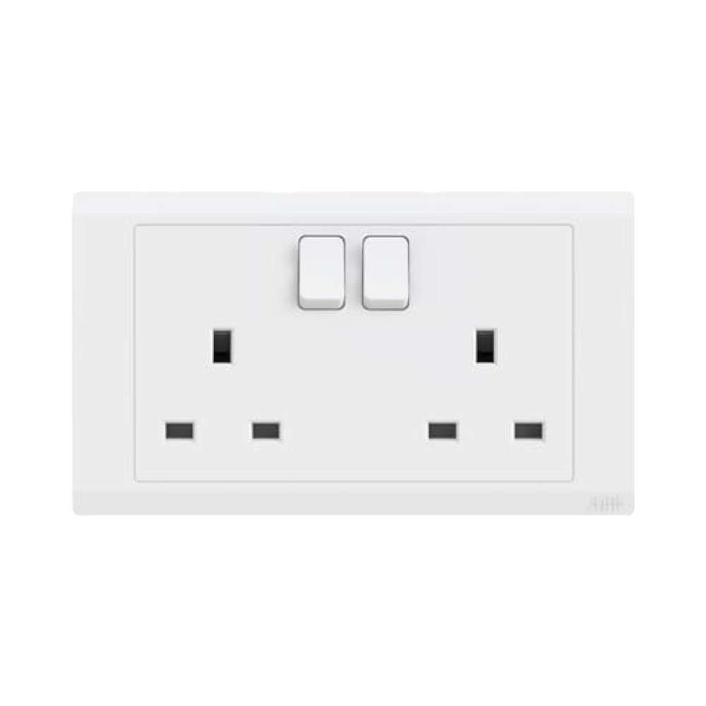 ABB 2 Gang 13Amp Switch Socket Single Pole, Inora BL227WH, White