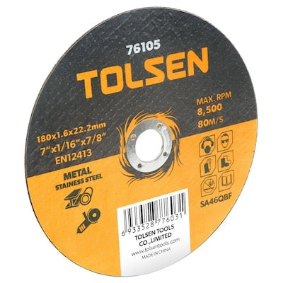 Tolsen Flat Cutting Off Wheel for Metal & Stainless Steel 115x1.0x22.2mm – 10pcs