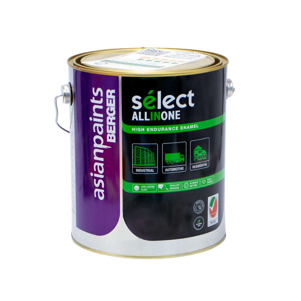 Asian Paints Berger 3.6L Select All In One Enamel - Matt Black