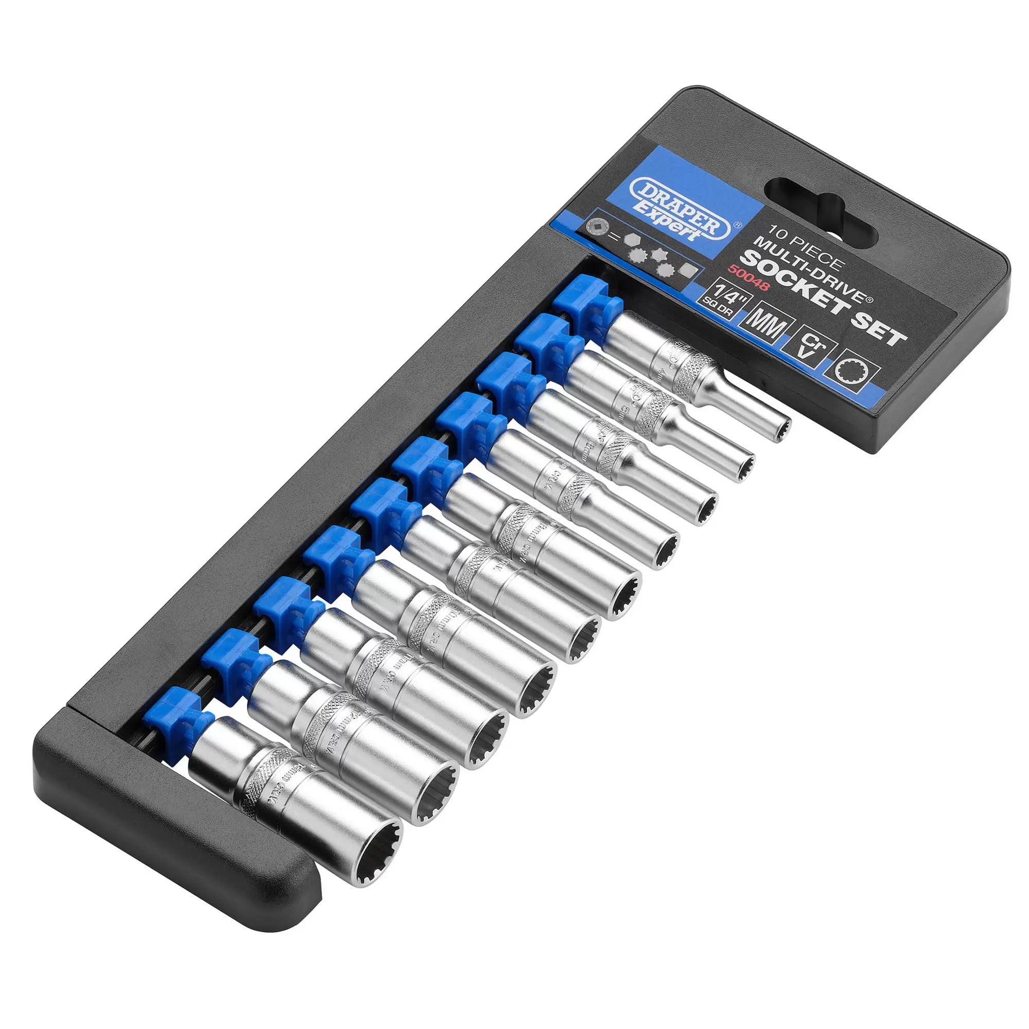 Draper Tools - 50048 - Draper Expert Multi-Drive® Metric Deep Socket Set, 1/4" Sq. Dr. (10 Piece)