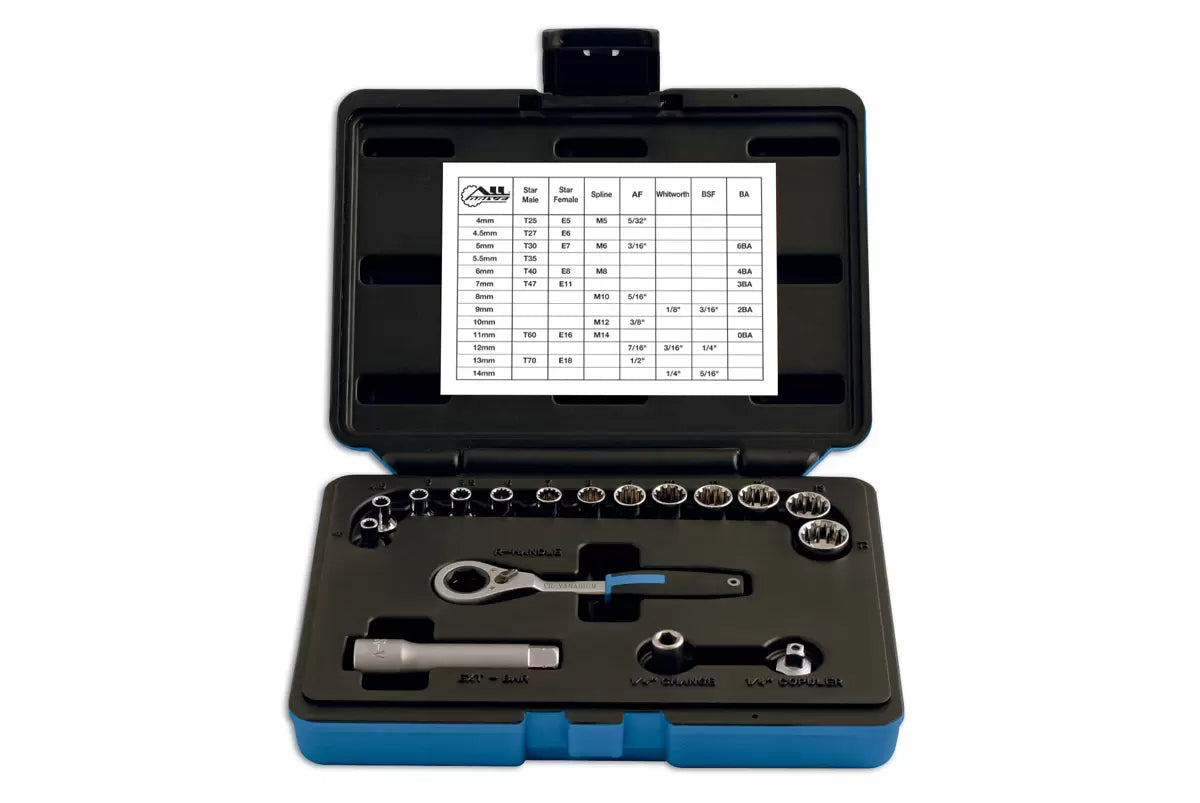 Laser - 5012 - Alldrive Go Thru Socket Set 1/4"D 17pc