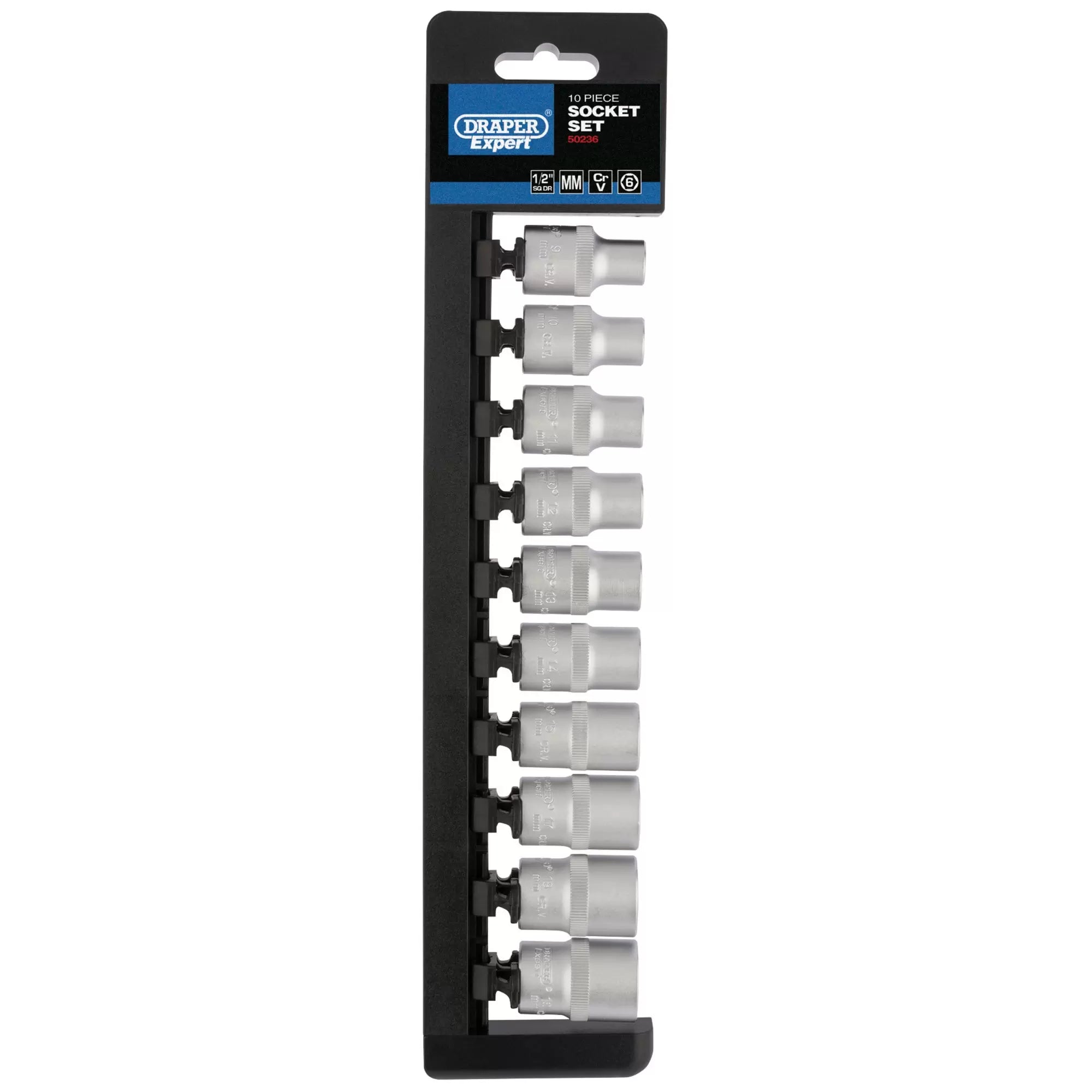 Draper Tools - 50236 - Draper Expert Metric Socket Set, 1/2" Sq. Dr. (10 Piece)