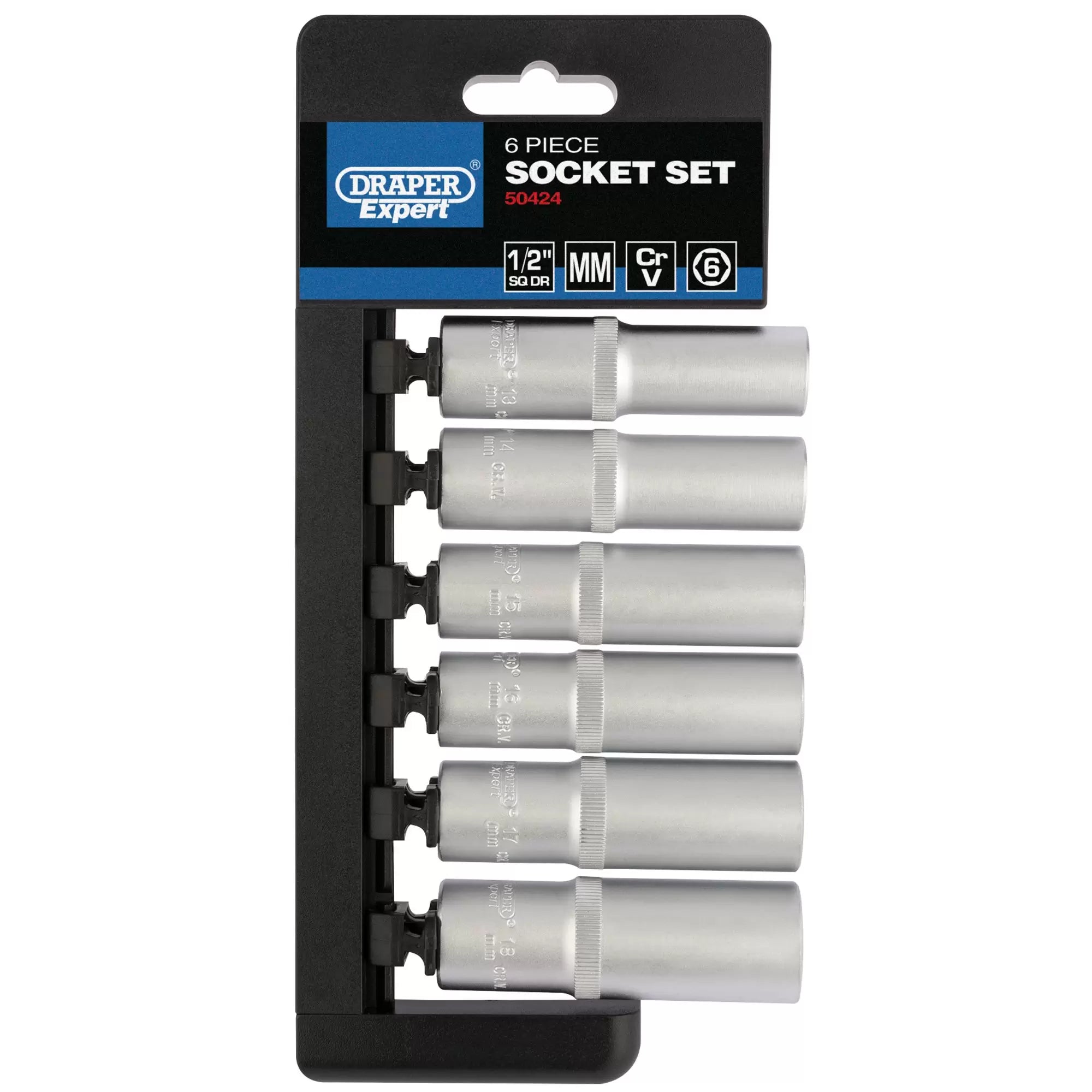 Draper Tools - 50424 - Draper Expert Metric Deep Socket Set, 1/2" Sq. Dr. (6 Piece)
