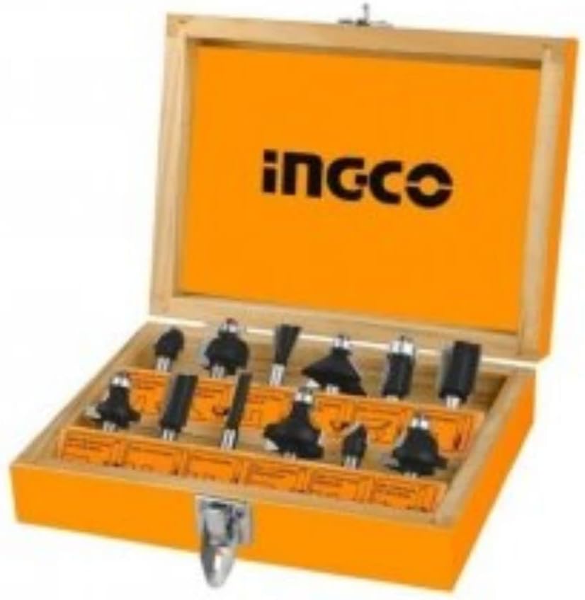 INGCO 12-Piece Router Bit Set – 1/2" Shank, High-Speed Steel – AKRT1221