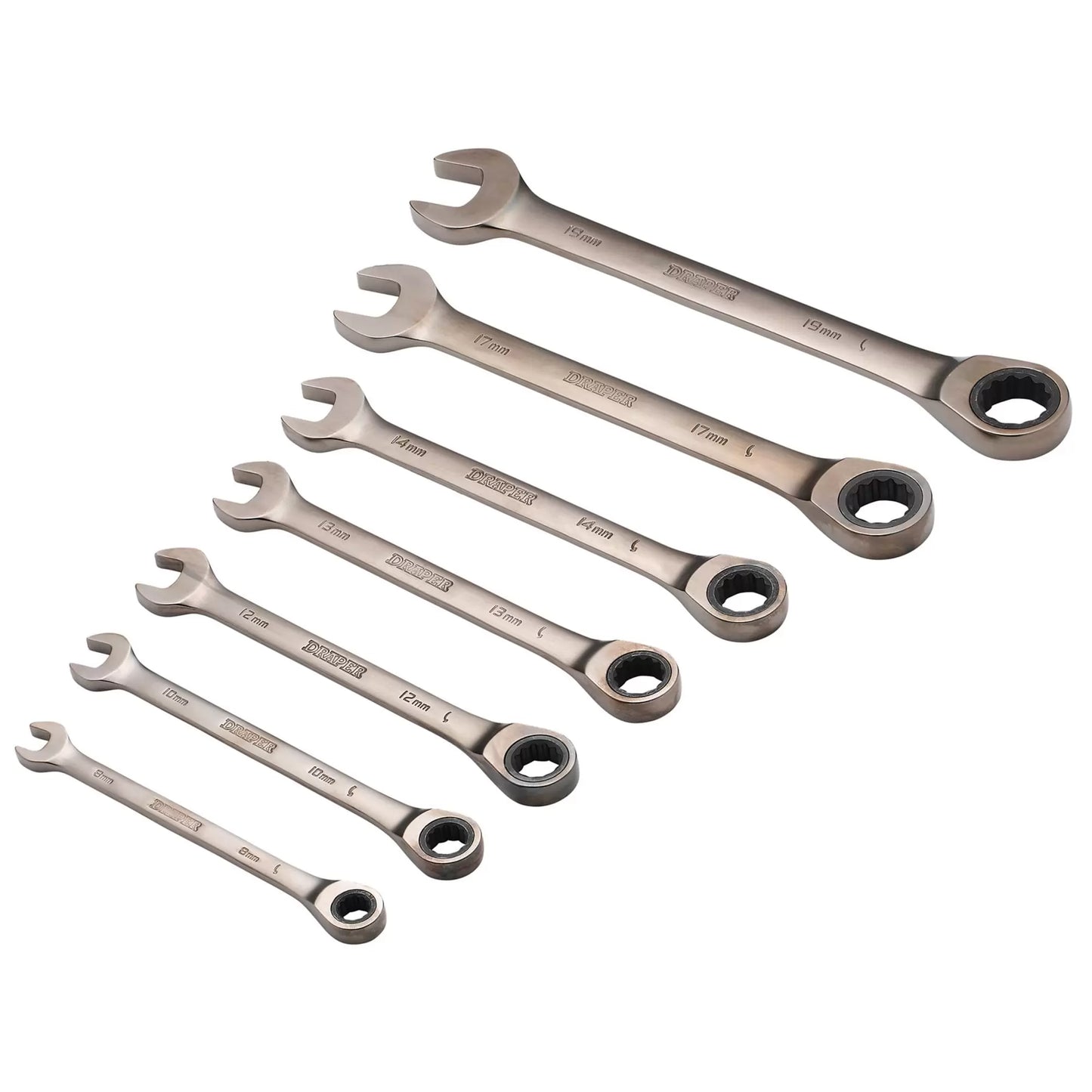 Draper Tools - 51178 - Draper HI-TORQ® Metric Ratcheting Combination Spanner Set, Black (7 Piece)