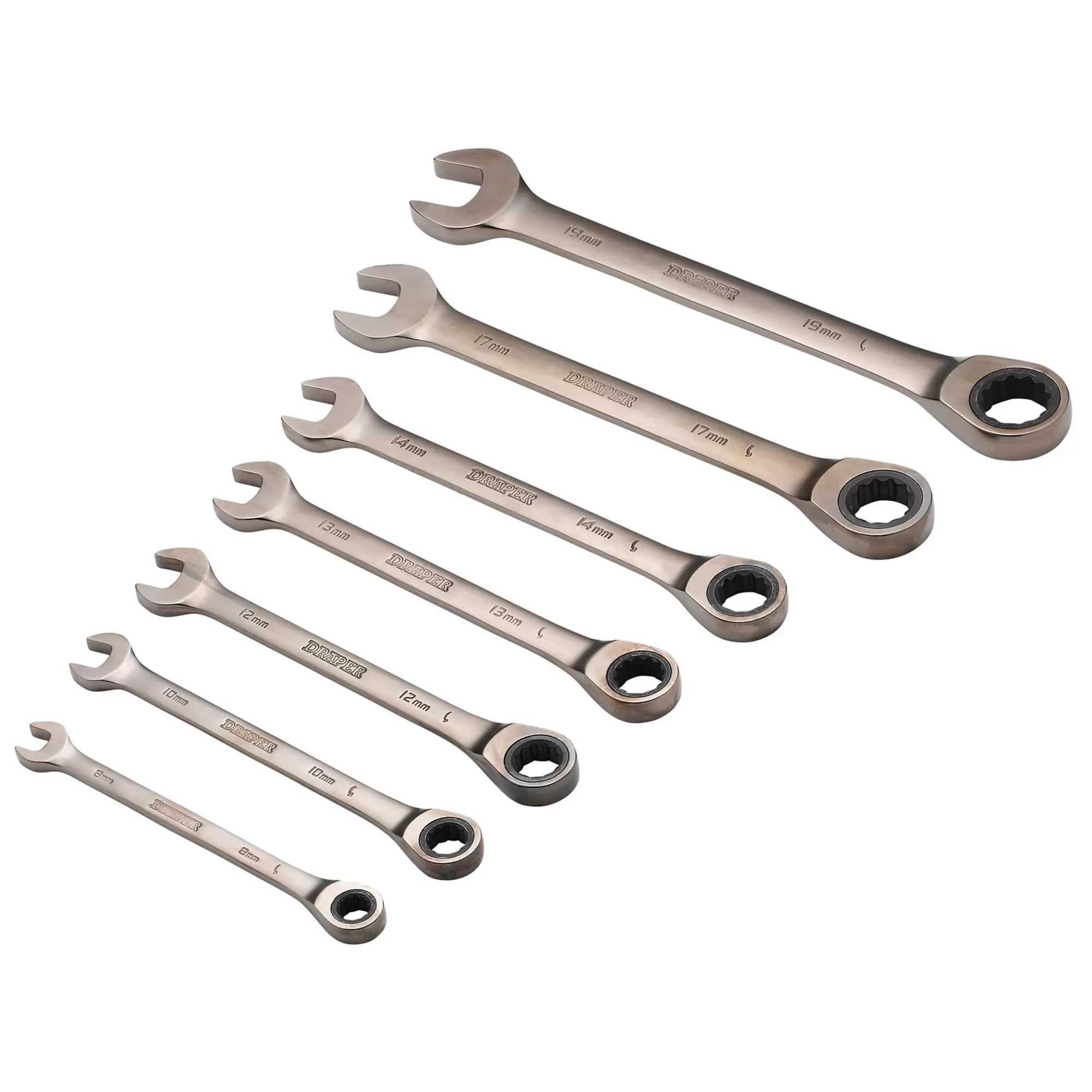 Draper Tools - 51178 - Draper HI-TORQ® Metric Ratcheting Combination Spanner Set, Black (7 Piece)