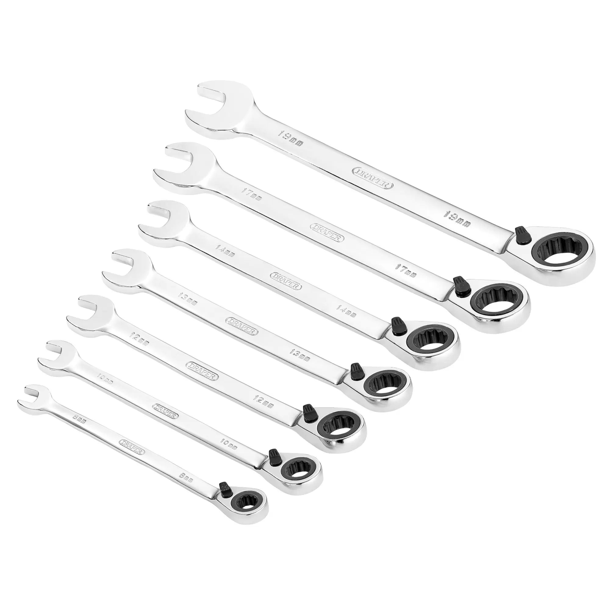 Draper Tools - 51179 - Draper HI-TORQ® Metric Reversible Ratcheting Combination Spanner Set (7 Piece)