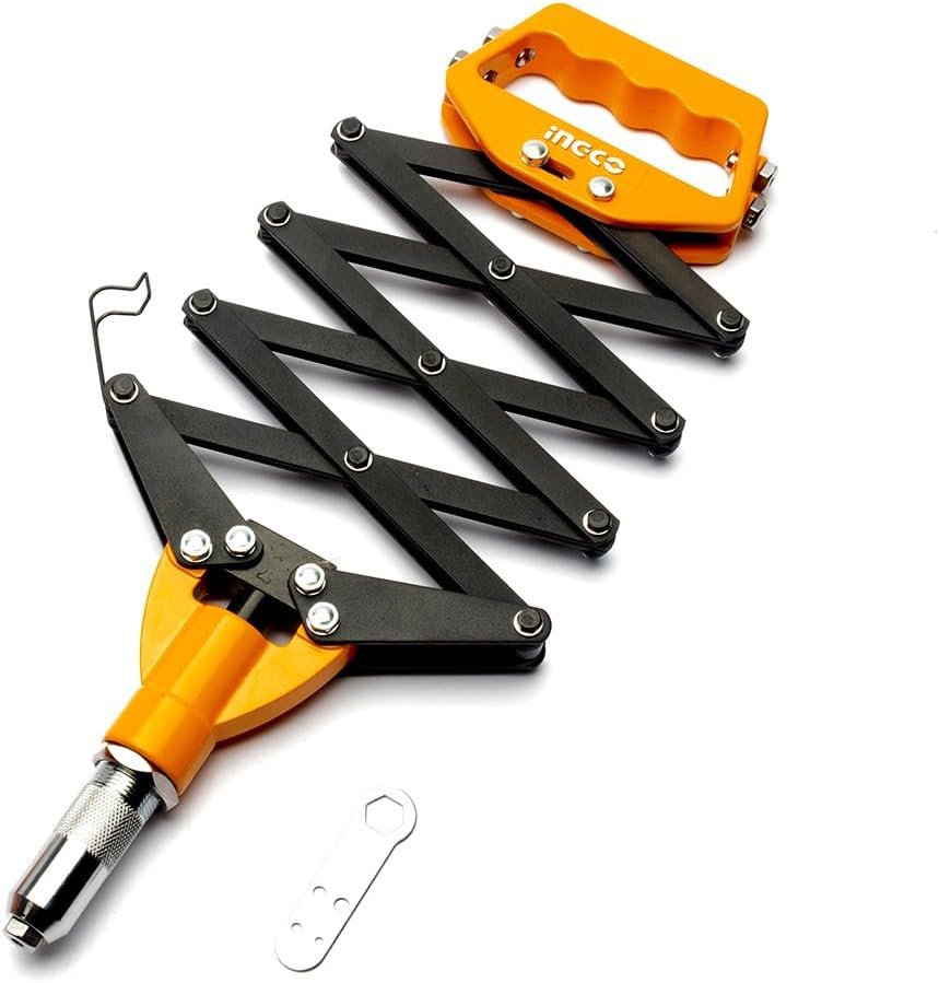 INGCO Folding Hand Riveter / Pop Rivet Gun – 4 Nosepiece Set, 200mm – HFOR321