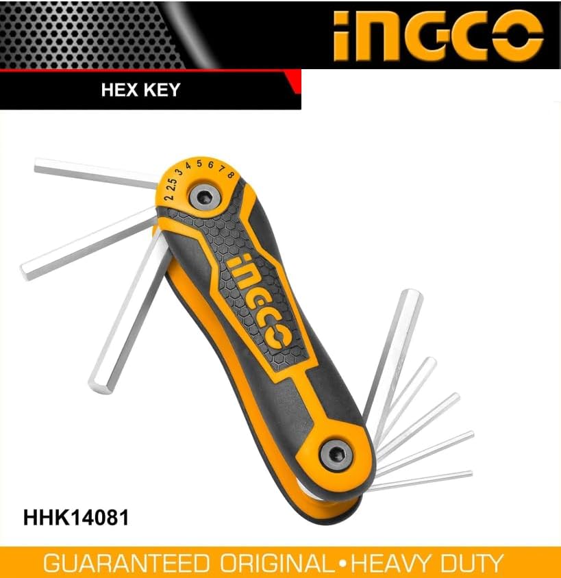 INGCO 8-in-1 Folding Portable Hex Key / Allen Key Set – HHK14081