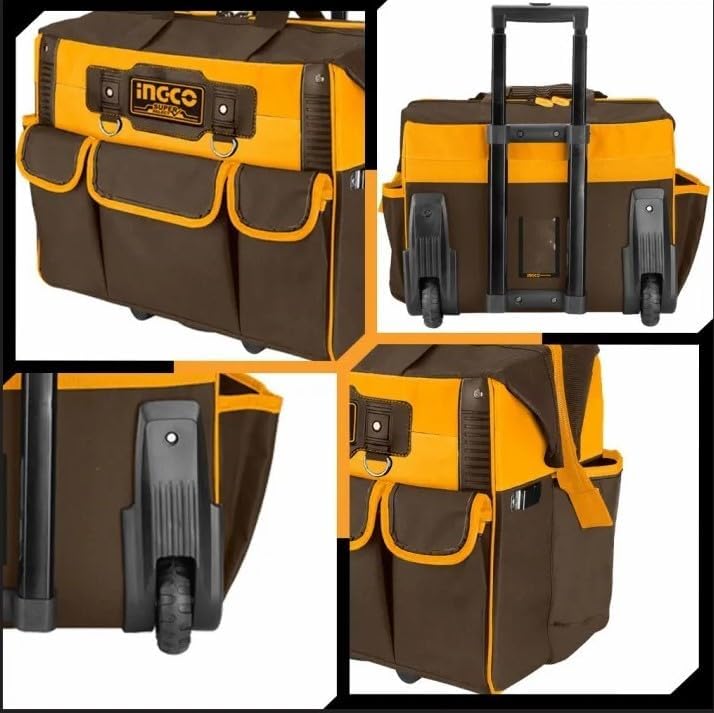 INGCO 20" Heavy-Duty Rolling Tool Bag – 30L Capacity, 19 Pockets, 2 Wheels – HRRTB2015