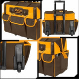 INGCO 20" Heavy-Duty Rolling Tool Bag – 30L Capacity, 19 Pockets, 2 Wheels – HRRTB2015