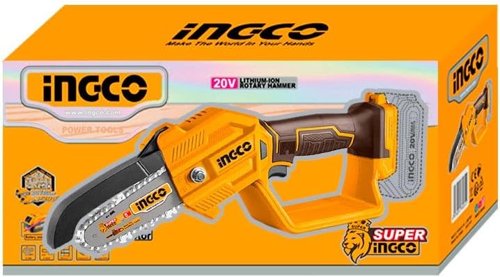 INGCO 20V Cordless Pruner Saw & Chainsaw – 8-inch Bar, Brushless Motor – CGSLI20581