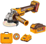 INGCO 20V Cordless Brushless Angle Grinder – 115mm, 2 Batteries & Charger – CAGLI261522