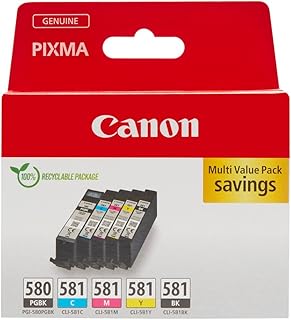 Canon Ink Multipack - PGI-580/CLI-581 Genuine Printer Ink Cartridges 5 Pack