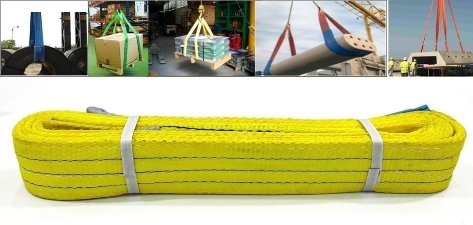 Three-Ply Flat Polyester Web Sling Belt – Industrial Heavy Lifting (7:1 Safety Factor)