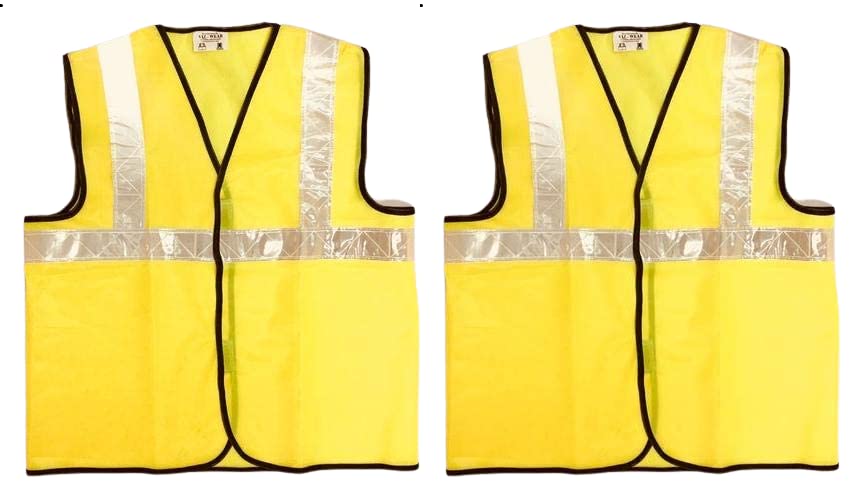 High Visibility Reflective Safety Jacket Yellow pack of 2 for Workers