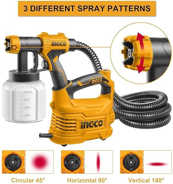 INGCO 550W High-Power Electric Paint Spray Gun with 800ml Cup – (Model)