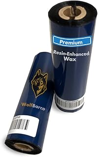 Wolfbarco 6 Rolls Black Premium Resin-Enhanced Wax Thermal Transfer Ribbon