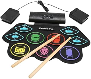 Jectse Electronic Drum Set, Kids Foldable Practice Drum Pad, Rechargeable