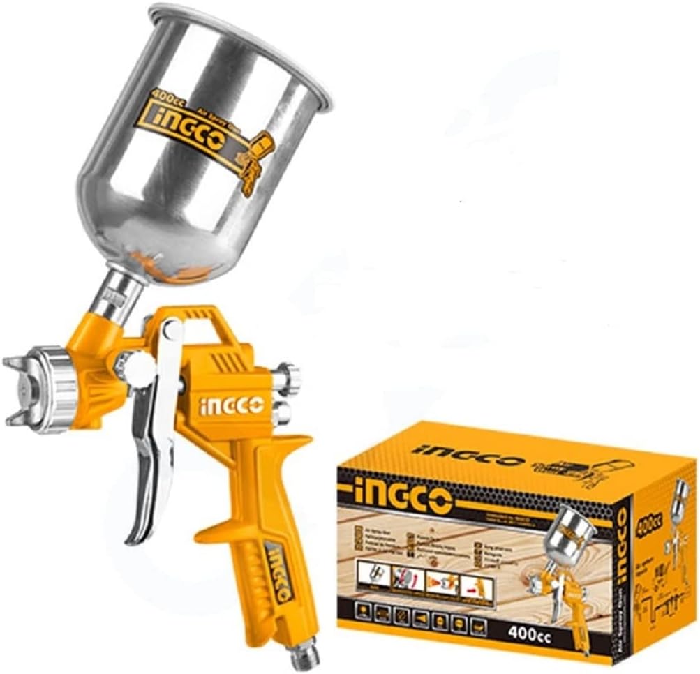 &nbsp;INGCO Air Spray Gun – 400ml, 1.5mm Nozzle, for Auto Paint &amp; Base Coat – HVSG0115