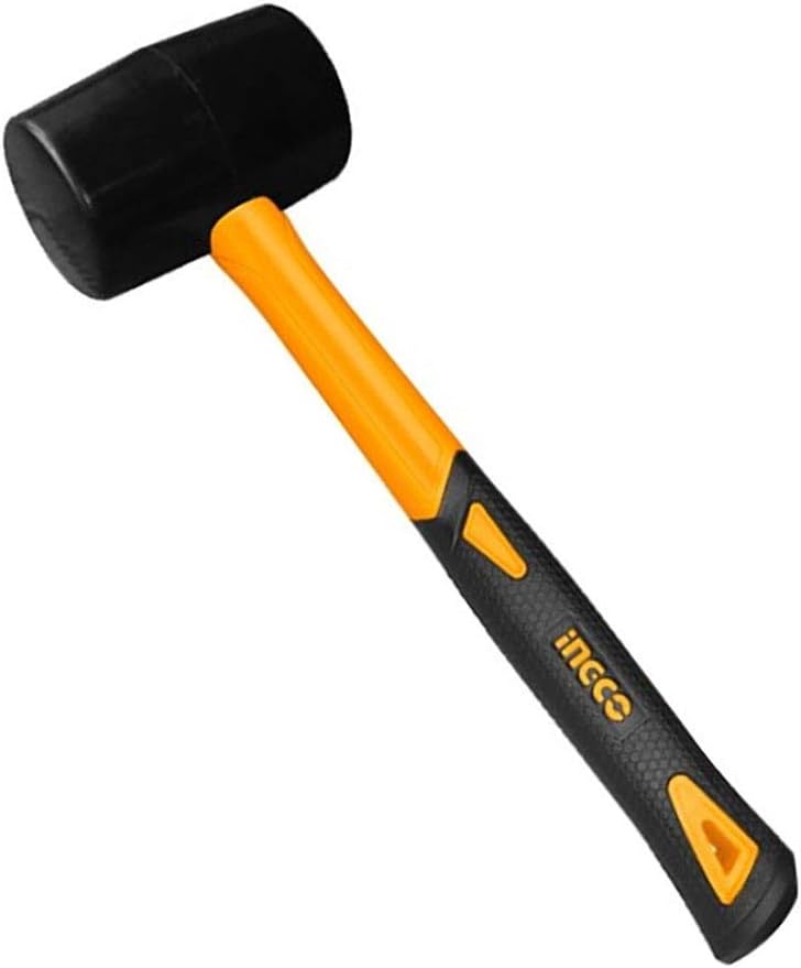 INGCO 16oz Rubber Mallet – Soft Face Hammer for Assembly &amp; Woodworking – HRUH8216