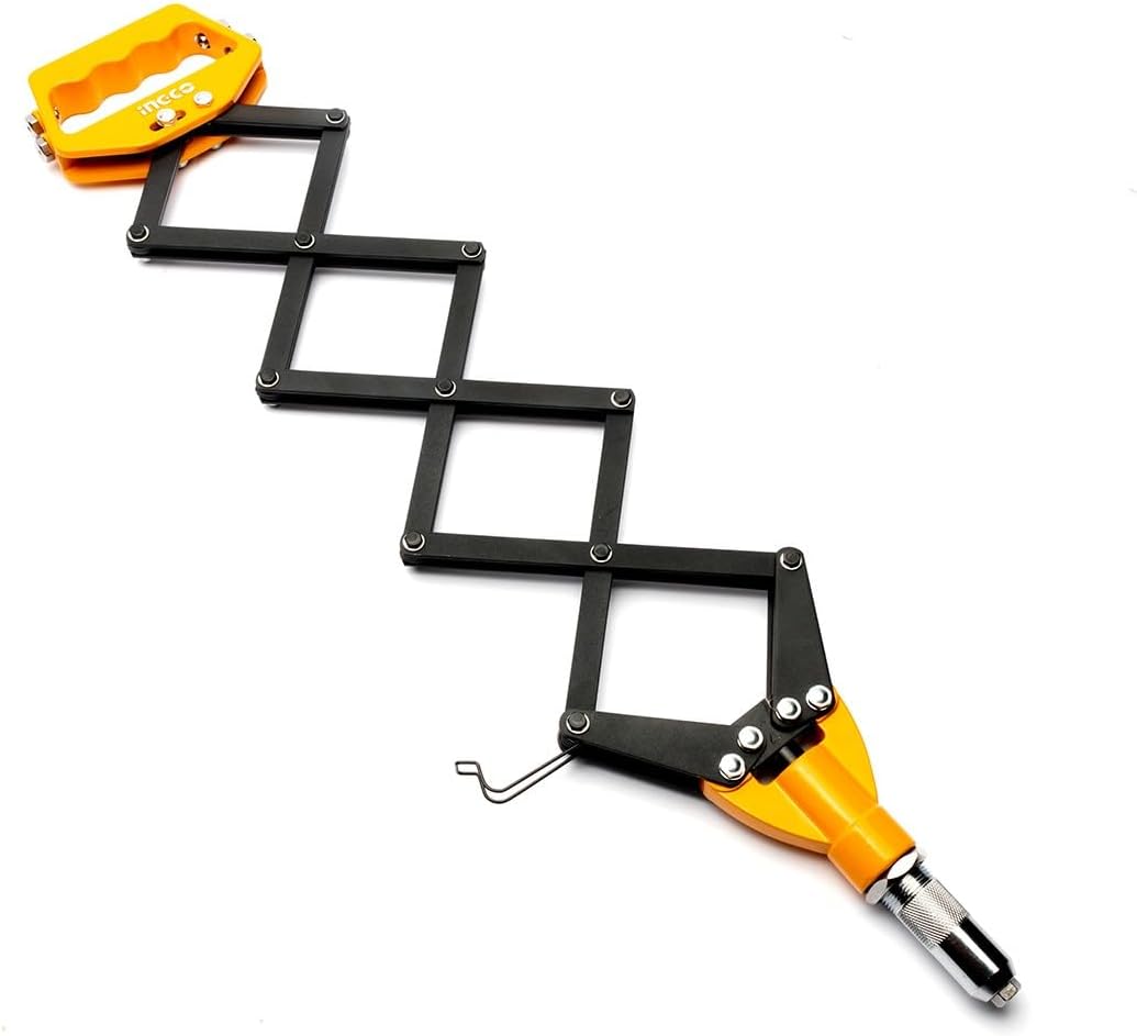 INGCO Folding Hand Riveter / Pop Rivet Gun – 4 Nosepiece Set, 200mm – HFOR321