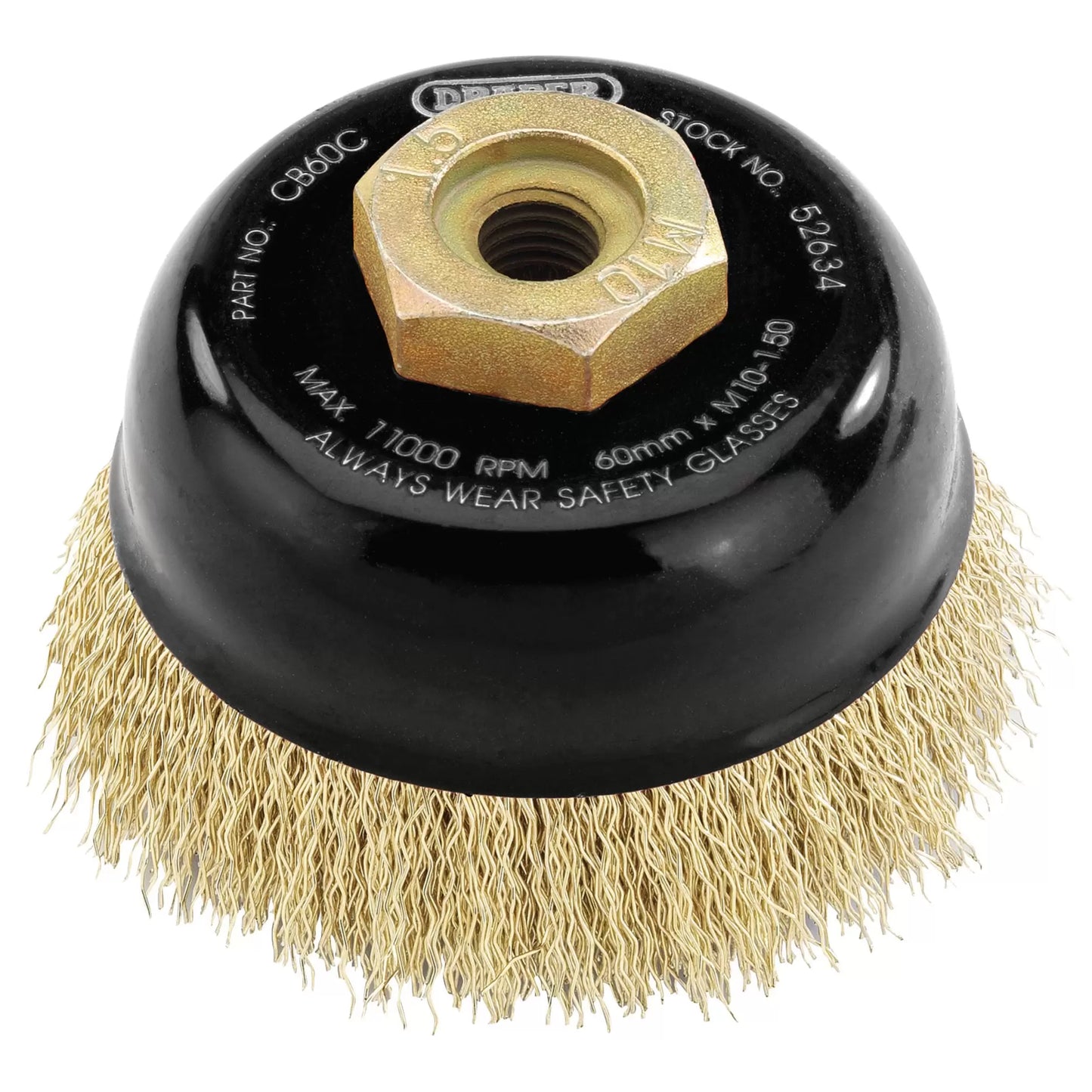 Draper Tools - 52634 - Draper Expert Brassed Steel Crimped Wire Cup Brush, 60mm, M10