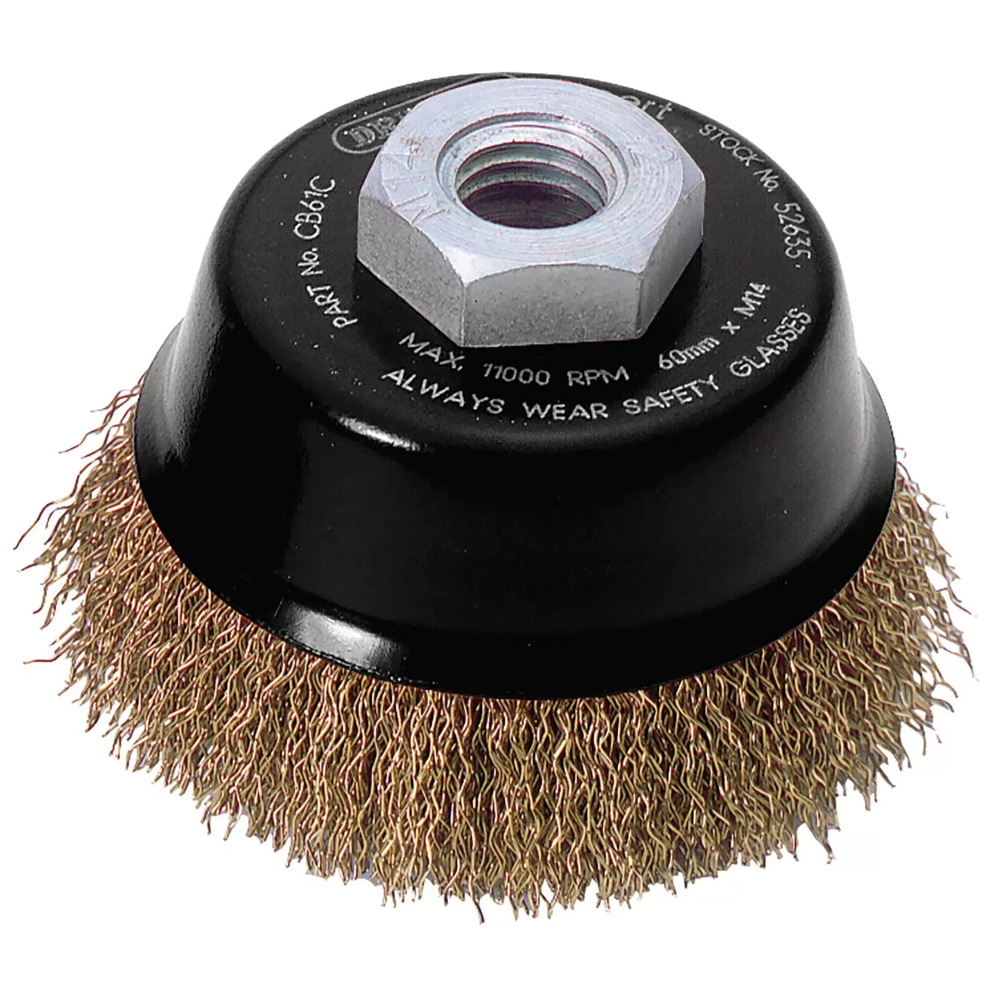Draper Tools - 52635 - Draper Expert Brassed Steel Crimped Wire Cup Brush, 60mm, M14