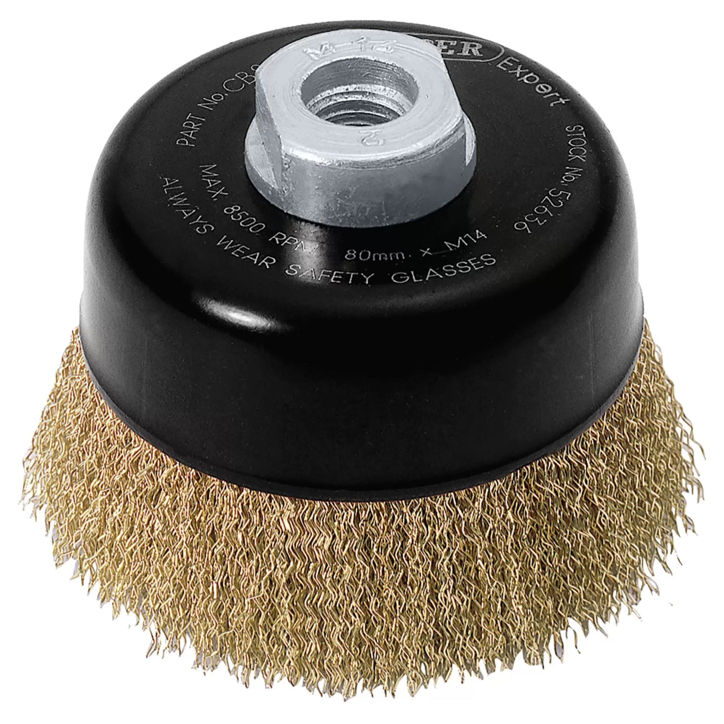 Draper Tools - 52636 - Draper Expert Brassed Steel Crimped Wire Cup Brush, 80mm, M14