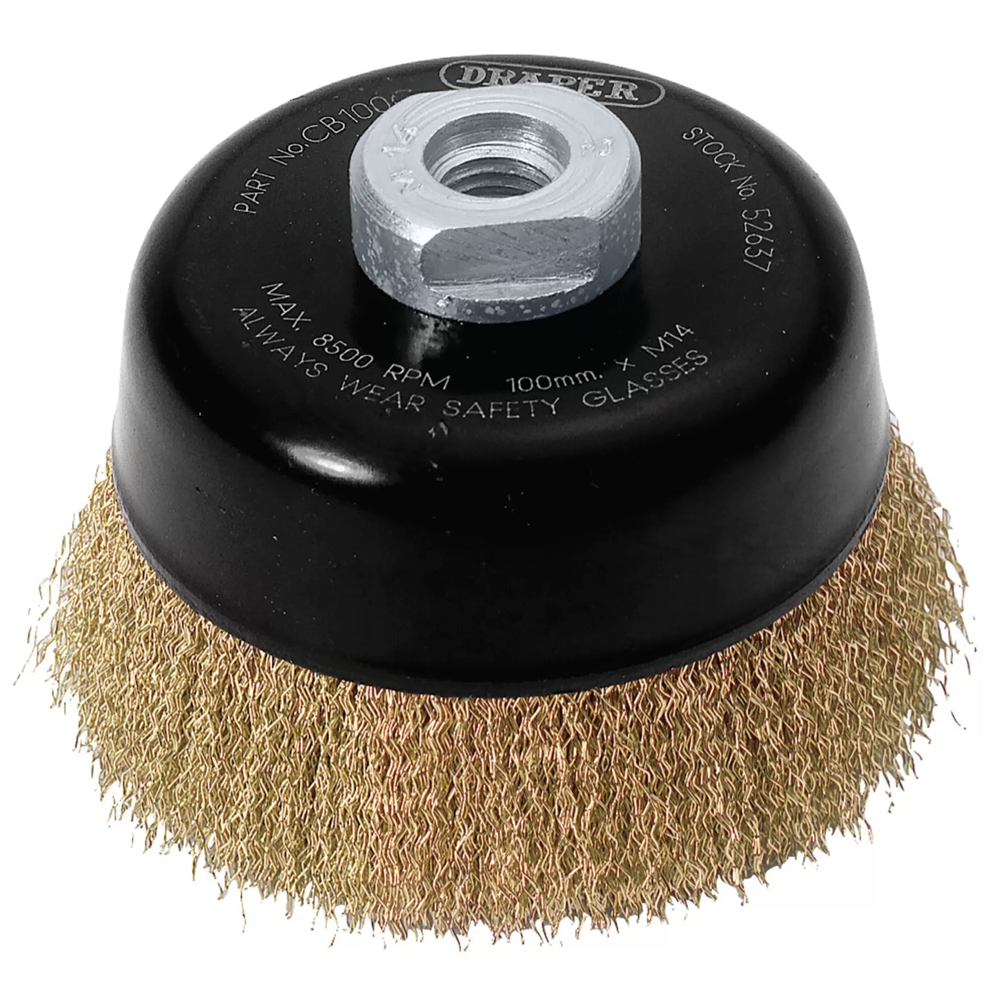 Draper Tools - 52637 - Draper Expert Brassed Steel Crimped Wire Cup Brush, 100mm, M14