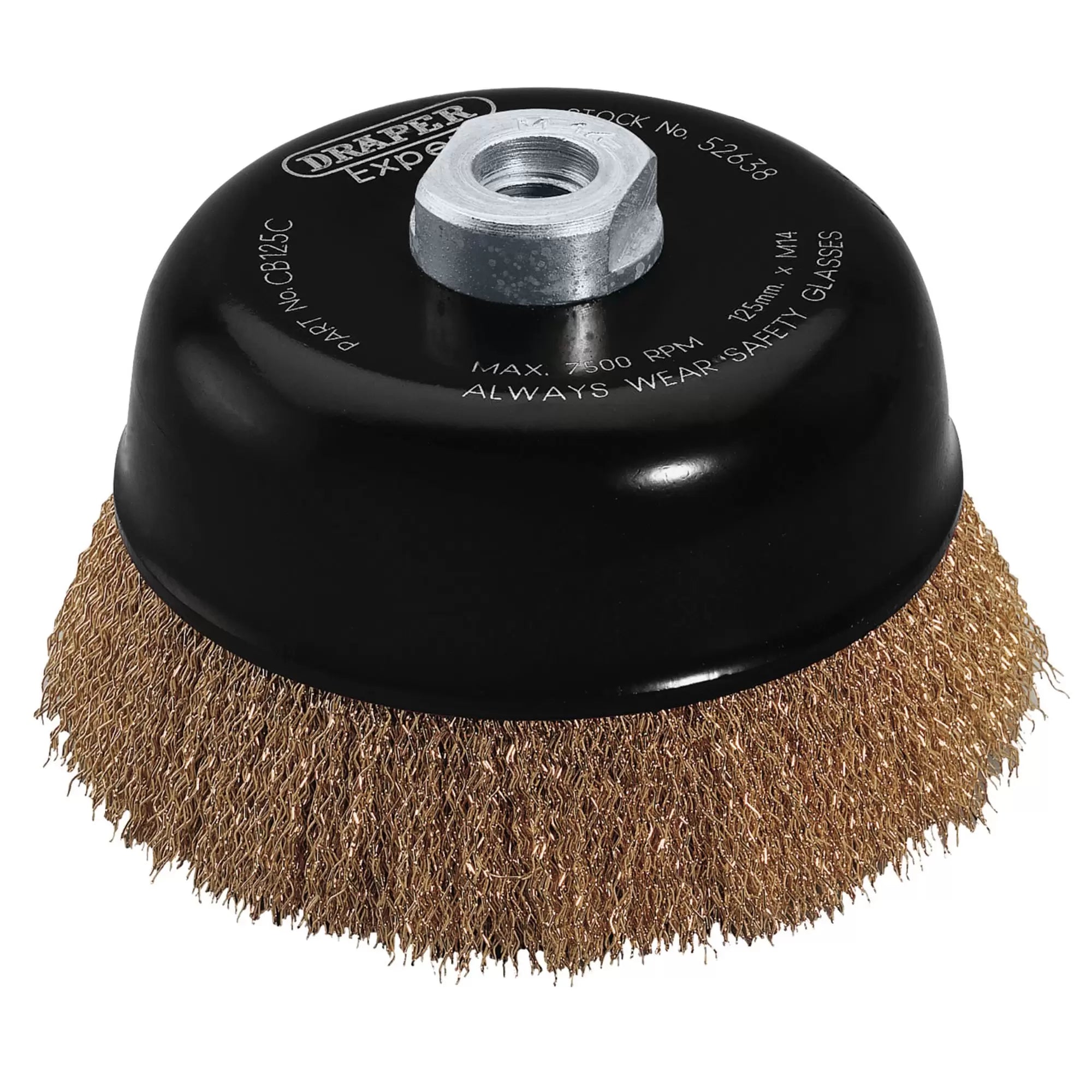 Draper Tools - 52638 - Draper Expert Brassed Steel Crimped Wire Cup Brush, 125mm, M14